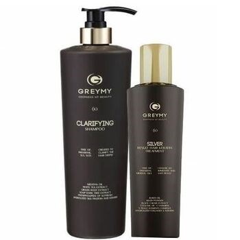 Greymy Silver Result Hair Keratin Treatment + Greymy Clarifying Shampoo - Восстанавливающий крем для волос 500мл + Очищающий шампунь 800мл - фото 73497