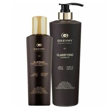 Greymy Platinum Express Hair Keratin Treatment + Greymy Clarifying Shampoo - Восстанавливающий крем для волос 500мл + Очищающий шампунь 800мл - фото 73498