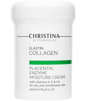 Крем "Christina Elastin Collagen Placental Enzyme Moisture Cream with Vit A, E & HA" увлажняющий 250мл с плацентой, энзимами, коллагеном и эластином для жирной и комбинированной кожи - фото 75540