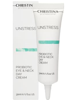 Дневной крем-пробиотик "Christina Unstress Probiotic day cream for eye and Neck SPF8" 30мл для кожи век и шеи - фото 75657