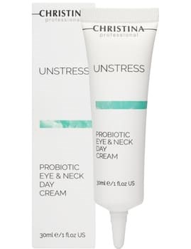 Дневной крем-пробиотик "Christina Unstress Probiotic day cream for eye and Neck SPF8" 30мл для кожи век и шеи - фото 76003