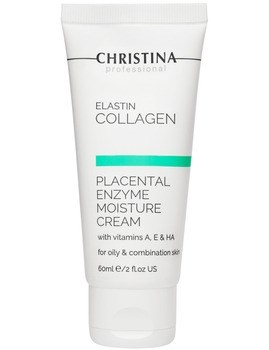 Крем "Christina Elastin Collagen Placental Enzyme Moisture Cream with Vit A, E & HA" увлажняющий 60мл с плацентой, энзимами, коллагеном и эластином для жирной и комбинированной кожи - фото 76015